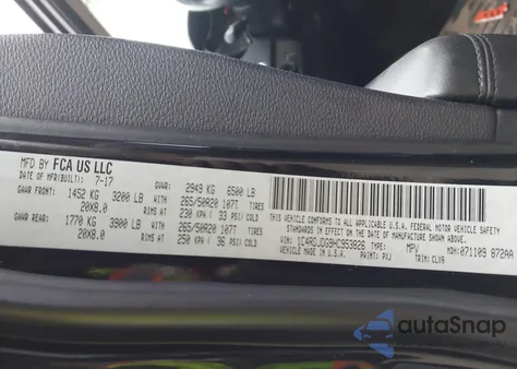 2017 Dodge Durango Gt Awd z USA, uszkodzony, nr VIN 1C4RDJDG9HC953826